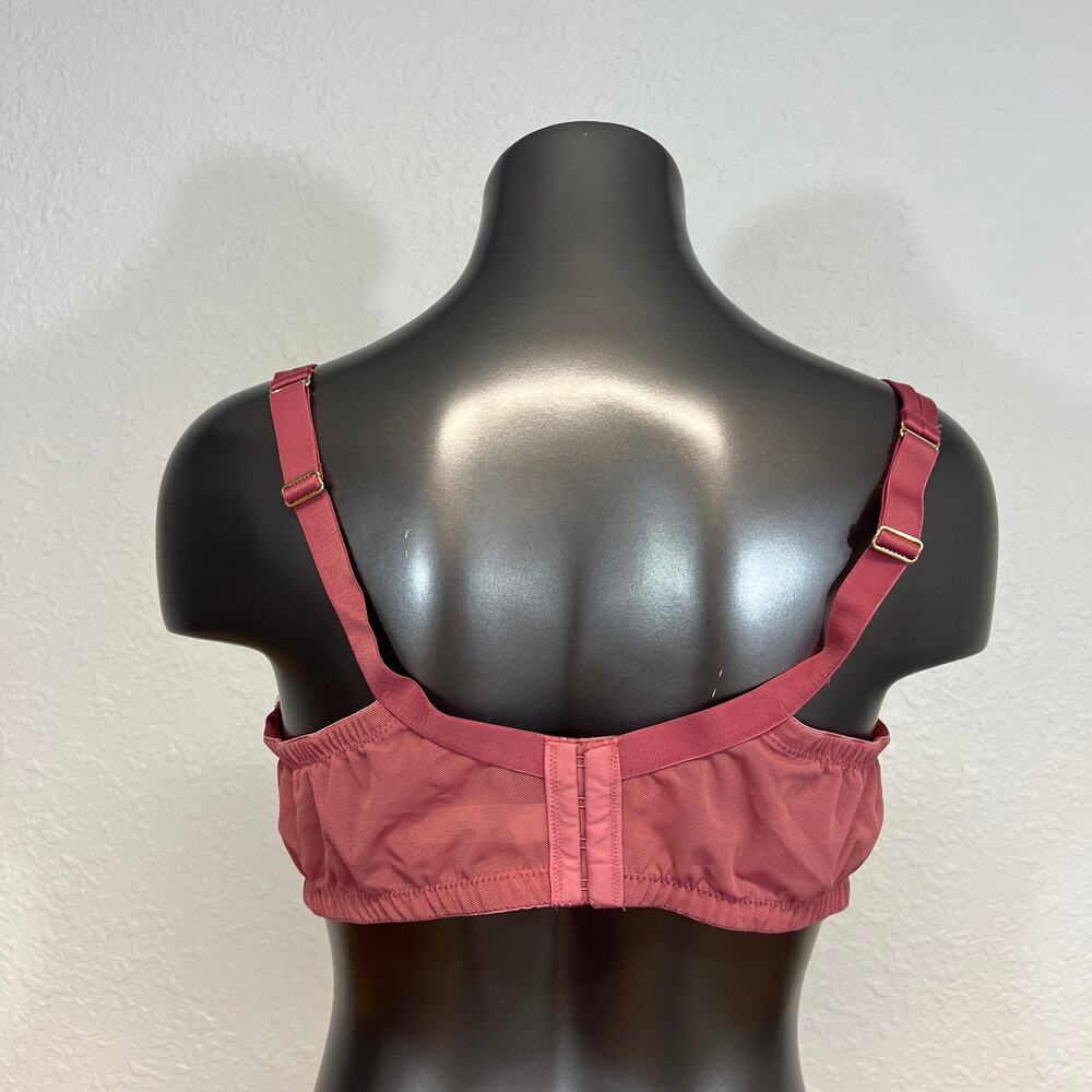 Cacique Bra Underwire Lace Up Detail Metallic Pink Silver Milkmaid 44D - Picture 3 of 5
